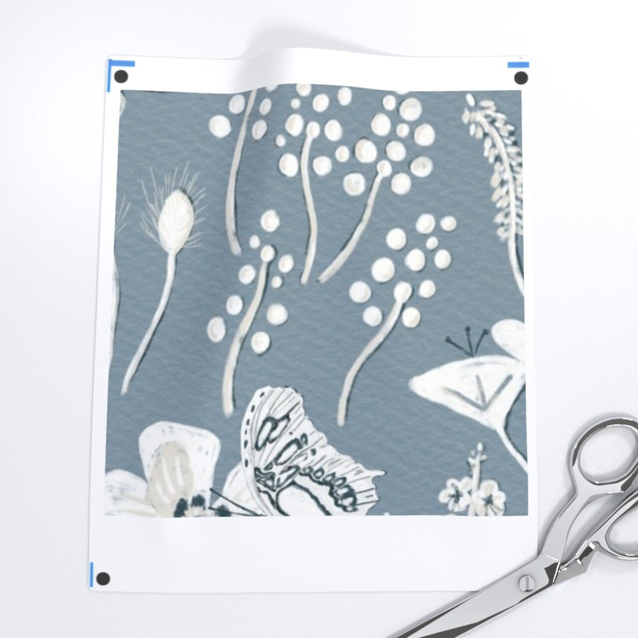 Soft Blue Floral Cream Flowers Wildflower Garden Large Scale Romantic Custom Removable Wallpaper by Spoonflower Peel & Stick Wallpaper 2FT Wide